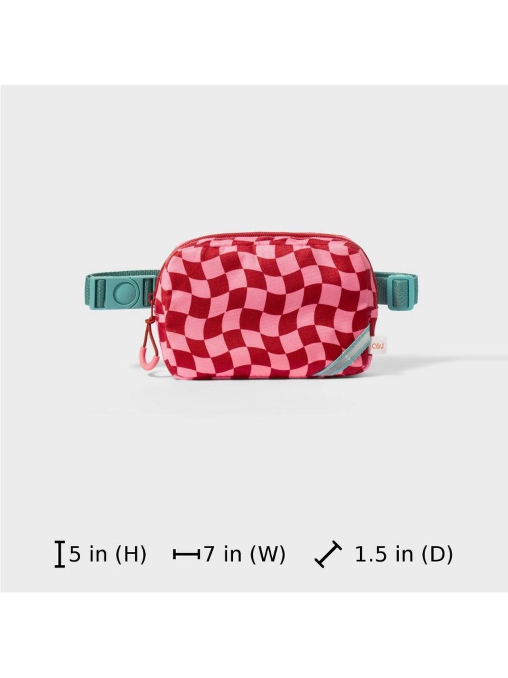 Cat & Jack Pink and Red Checker Kids Belt Bag - Picture 4 of 6